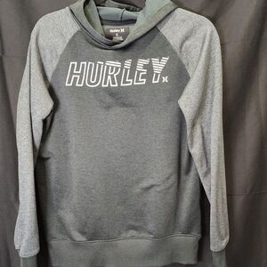 Hurley Men's Two-Tone Gray Crewneck Hoodie with Bold Logo